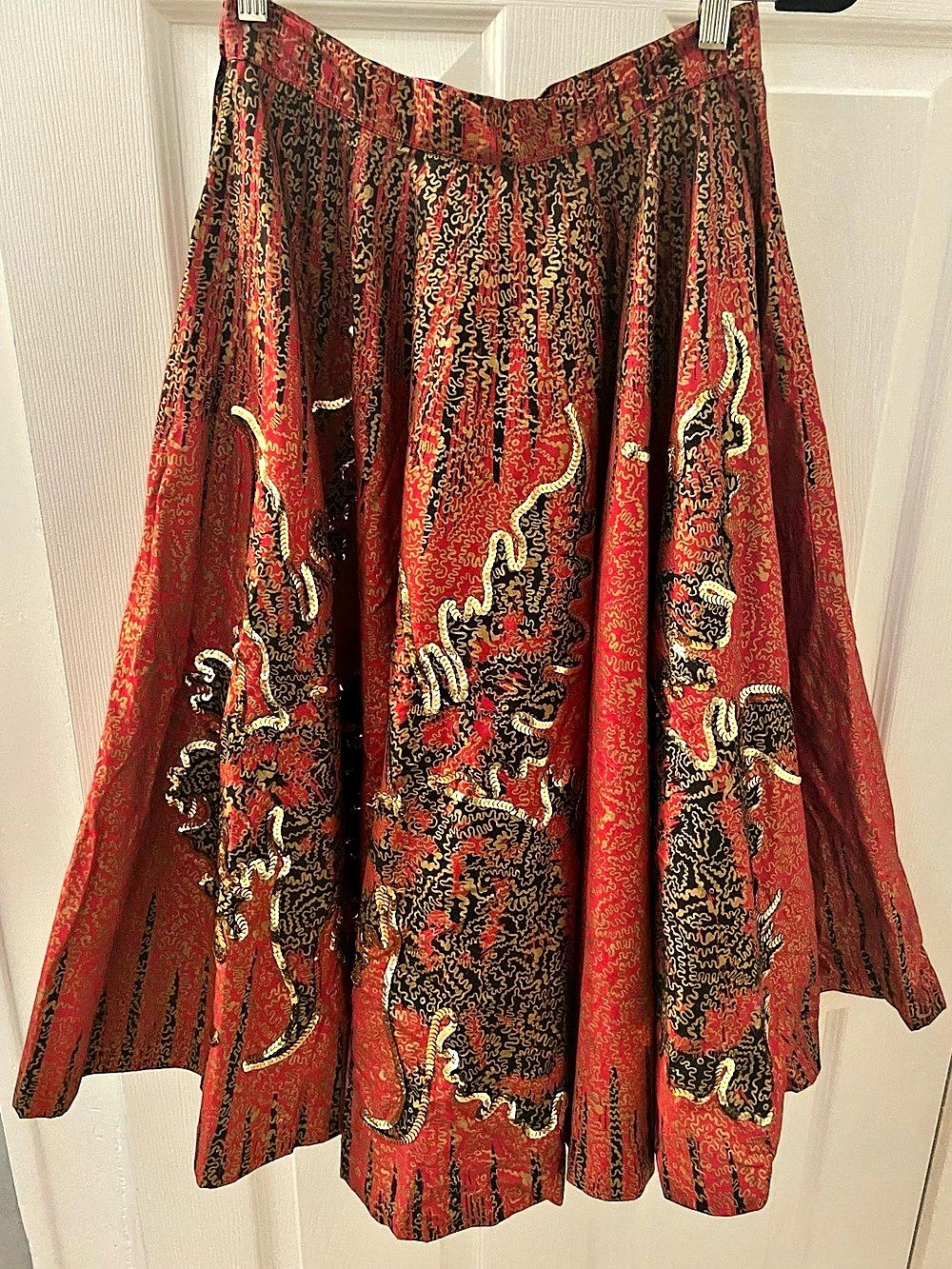 Vintage 1950s Madalyn Miller Dragon Circle Skirt 27” Waist Rockabilly 50s